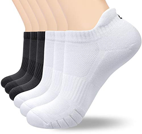 coskefy Sports Ankle Socks Thick Cushion Cotton Low Cut Running Athletic Socks for Men Women (6 Pairs) Small