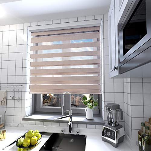 interGo Doppelrollo Klemmfix Ohne Bohren, B80cm x H150cm Duo Rollo mit Aluminium Kassette, Seitenzugrollo Easyfix für Fenster & Türen - Taupe