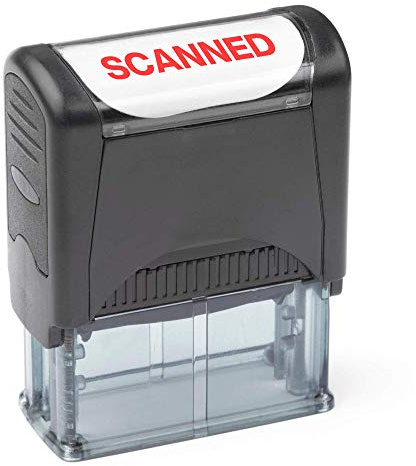Self Inking Rubber Stamp, Refillable Red Ink Preinstalled - (9/16 x 1-1/2) (Scanned)