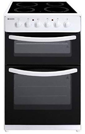 Haden Electric Cooker 60cm - 90L Double Oven Capacity - 4-Zone Ceramic Hob - Easy To Clean Oven and Hob - Freestanding Electric Cooker - Easy Maintenance - White