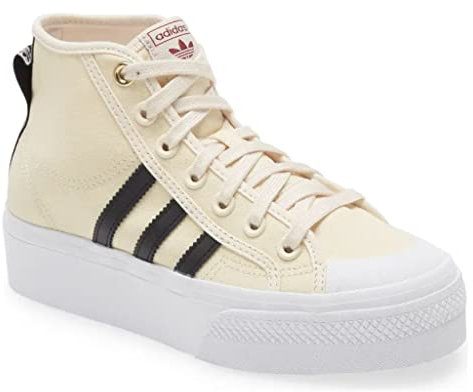 adidas Originals Damen Nizza Plateau Mid Sneaker, Wonder White/Core Black, 44 EU