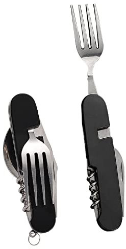 Ksvaye 2er-Pack Campingbesteck Klappbesteck Edelstahl 6 in 1 Camping Besteckset Klappbar Outdoor Besteck Klappbar Set Reisebesteck für Wandern Picknick Reise (Schwarz)