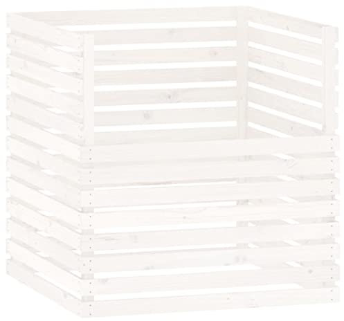 vidaXL Compostiera Bianca 100x100x102 cm in Legno Massello di Pino