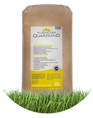 Pleinfelder Quarzsand®, Rasensand zur Rasenpflege und Bodenverbesserung, feuergetrockneter Quarzsand, streuwagenfähig, Körnung: 0,3-0,7mm, 20kg Säcke