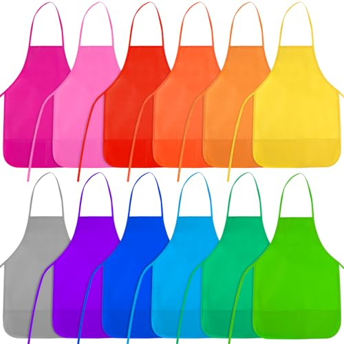 BOUBONI Tabliers de peinture pour enfants avec 2 grandes poches Tabliers pour enfants pour l'art, la peinture, les travaux manuels en cuisine, multicolore, 13 x 19 inch