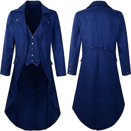NUSGEAR 2023 Abrigo Hombre otoño Invierno Esmoquin Vintage Retro Abrigo largo medieval Chaqueta Steampunk Elegant gótico Disfraces Blazer Traje victoriana carnaval cosplay Halloween Parka Rojo