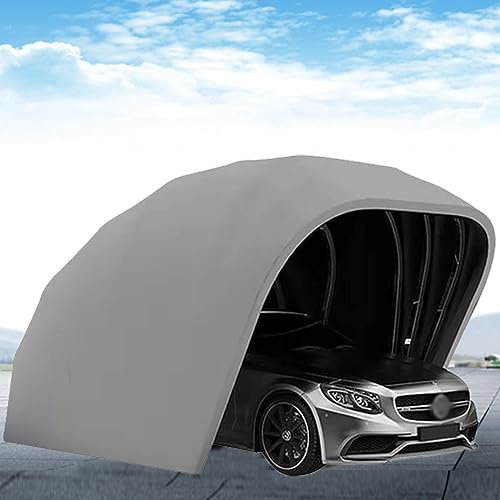Mobile Car Tent, Durable Foldable Car Canopy, Semi-Automatic Sunscreen and Rainproof Garage Carport, Sedans Shelter, for Outdoor, Garden, Grey 5.5 * 2.5 * 2.3M