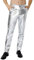 COSAVOROCK Herren Paillettenhose 70er Jahre Disco Metallic Hose Kostüm Outfits Silber 36W