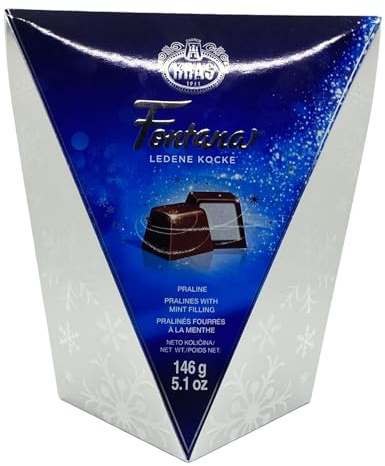 Caja de regalo de Chocolates de Cumpleaños Fontana con Relleno de Menta Fresca | Delicia de Chocolate Oscuro en Diversos Tamaños de Paquete (194g, 49g, 146g, 730g) (146 G, 4 PCS)