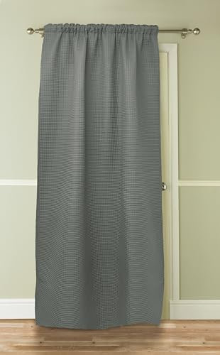 Olivia Rocco Aria Thermal Door Curtain Insulated Curtains Pencil Pleat Blackout Curtain Single Panel for Door Living Room Bedroom 117 x 213 cm, Charcoal