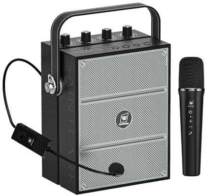 Amplificador de Voz Inalámbrico Potente WinBridge de 60W con Micrófonos de Mano y de Diadema para Profesores, Sistema de PA Portátil con Efectos de Sonido, Altavoz para Karaoke y Sistema S97