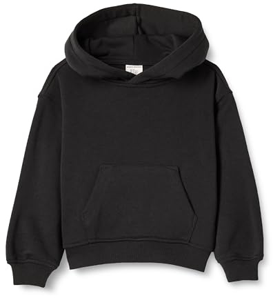 Amazon Essentials Felpa con Cappuccio Oversize Unisex per Bambini, Nera, M