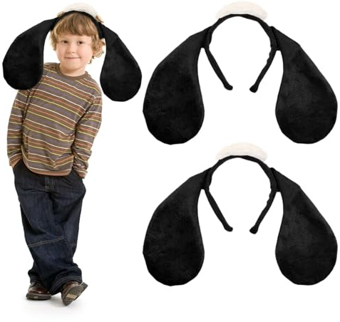 TUONYIS 2 Pcs Animal Lamb Costume Set, Sheep Lamb Ears Headband, Sheep Hat and Sheep Headband with Ear, for Animal Costume Cosplay, Adults, Childrens Fancy Dress, Party Supplies (White, Black)
