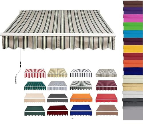Retractable Patio Awning Fabric Replacement Waterproof Polyester Shade Cover Outdoor Sunshade Awning Cover Canopy Canvas for Yard Deck Balcony,without Frame,03,(13x6.5ft) 4x2m