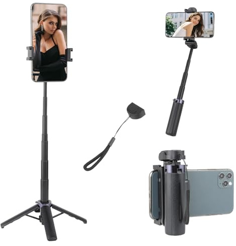 UTEBIT Stativ Ständer, 4 in 1 Bluetooth Selfie Stick Handy Griff Capgrip mit Fernbedienung, Ausziehbares Mini Stativ Handyhalterung für iPhone 16/15/für Samsung Galaxy/Android Smartphone