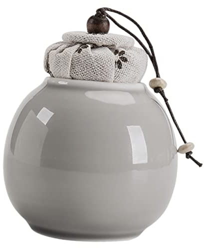 LABRIMP Tarro De Cerámica Para Té Suelto Pequeño, Bote De Té Portátil De Estilo Japonés, Sellado Hermético, Color Gris Hielo, Para Almacenamiento De Hojas Sueltas Viajes y Hogar
