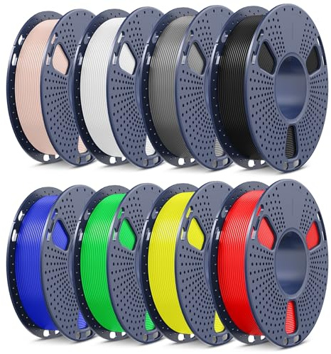 SUNLU Filament ABS à 8 couleurs à haute vitesse, filament pour imprimante 3D rapide 350 mm/s 1,75 mm, résistance à la chaleur, impression rapide, bobine de 250 g, pack de 8 (Noir+Blanc+Gris+Beige+