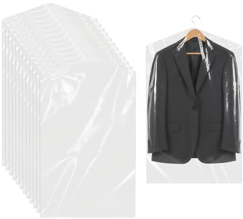 20 Pezzi Trasparenti Copertura Vestiti, Buste Copriabiti Coperchio in Plastica, Custodie Vestiti per Protezione Antipolvere, Vestiti Appesi Borse Porta Abiti, per Camicie, Giacche (60 x 90 cm)