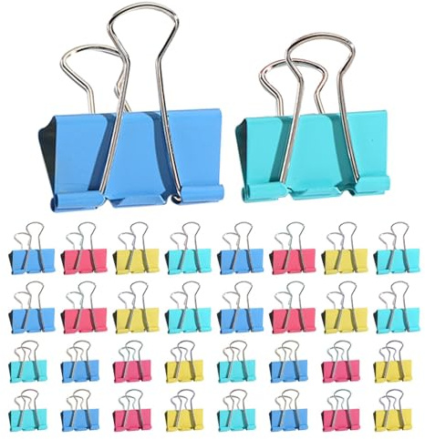 100 Pcs Colored Binder Clips, 2 Sizes Bulldog Clips Foldback Clips for Paper, Files, Money, and Stationery, Coloured Stationery File Money Paper Clamps