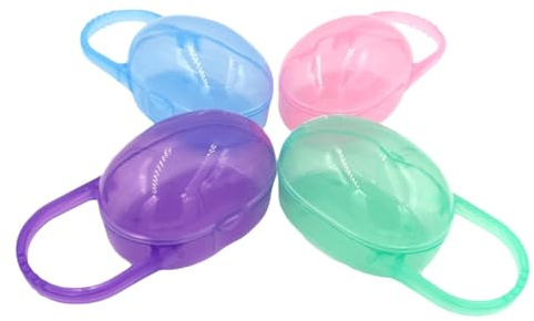FRCOLOR Scatoline Porta Ciuccio 4 Pezzi in Plastica Pp, Custodia Portatile per Ciuccio Protettiva Colore Casuale per Viaggio e Uso Domestico