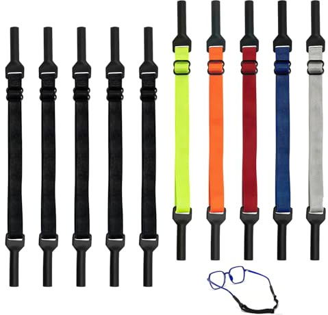 10 Pièces Cordon Lunettes Sport, Cordons Elastiques Pour Lunette Lunettes Antidérapantes Réglables Cordons élastique Lunette pour Course à Pied Randonnée Enfant Hommes Femmes Tous Type Multicolor