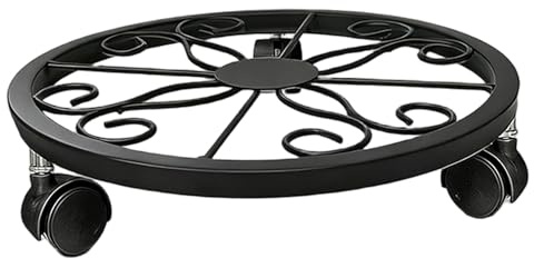 AwnsIMfreien Rulli per Piante con Ruote, Supporto per Piante su Ruote con Girevoli a 360°, Carrello per in Ferro per Carichi Pesanti - Nero, 8, 9 Pollici (22, 5 cm), Supporto