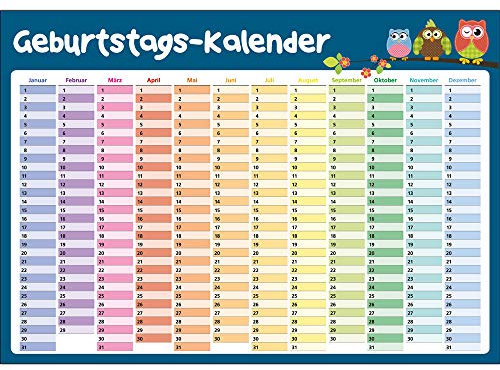 Kalender DIN A4 Geburtstagskalender Eulen