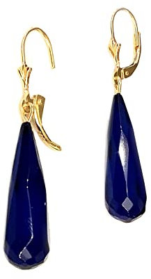 Pendientes de plata de ley 925 en forma de gota de ámbar azul y ámbar azul del Caribe