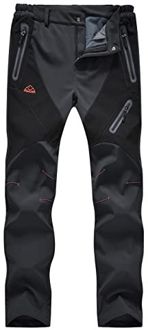 donhobo Damen Wanderhose Wasserdicht Softshellhose Outdoorhose Winddicht Warm Gefüttert Winterhose Trekkinghose Skihose Funktionshose Dunkelgrau L