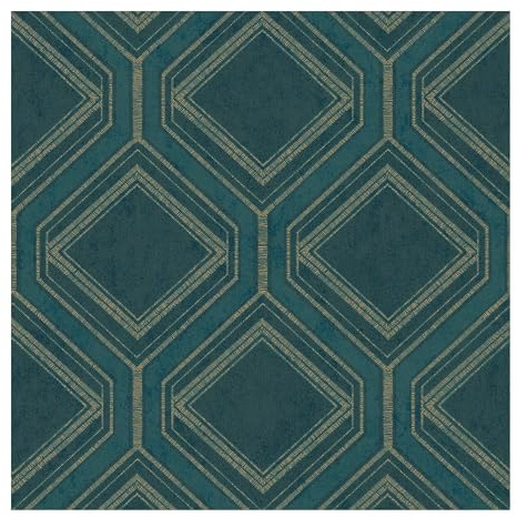 Superfresco Saville Row Geometric Teal Blue Metallic Wallpaper