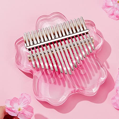 Kalimba 17/21 tasti in acrilico, pianoforte per pollice, strumenti musicali per adulti e principianti, con custodia in EVA, manuale di istruzioni, regalo portatile per dita (rosa, 17 tasti)
