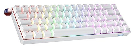 Geeky GK65 65% | Hot Swappable Mechanische Gaming-Tastatur | 68 Tasten Multi Color RGB LED Hintergrundbeleuchtung für PC/Mac Gamer| ANSI US Amerikanisches Layout (Weiß, Mechanical Speed Silver)