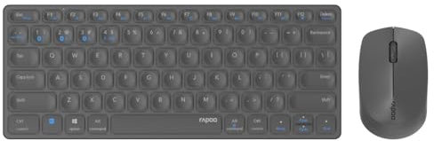 Rapoo - Teclado inalámbrico multimodo Recargable Blade 9600M (Paquete de Teclado+ ratón, Teclado Recargable AZERTY, ratón 3 Botones, Bluetooth+ WiFi, Ideal para PC, portátil, Mac), Color Gris