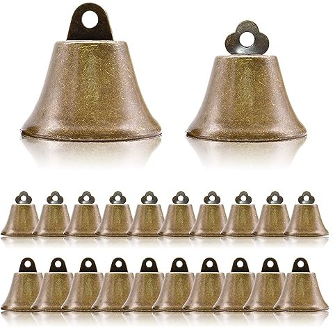 Geoyien glöckchen zum basteln, 20Pcs kleine glöckchen, Glocken zum basteln, Vintage Bronze Glöckchen für DIY Wind Glockenspiel Handwerk Dekorationen (10 je in Zwei Größen)
