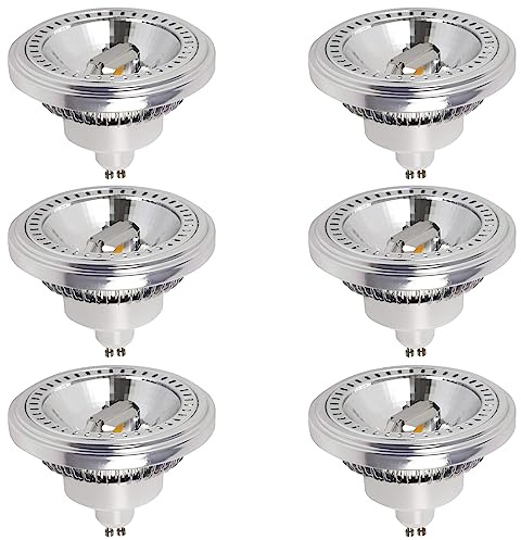 Paquete de 6 bombillas LED AR111 GU10, 15 W, COB, 1500 lúmenes, reflector de luz de inundación, bombilla regulable (equivalente a halógeno de 100 W), ángulo de haz de 60°, ajuste de brillo del 1% al
