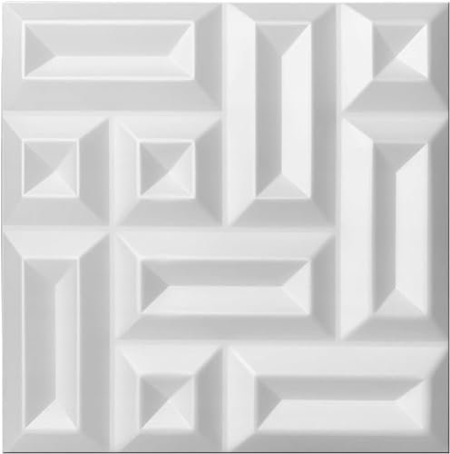 Deccart - 3D Wandpaneele 50x50 cm - Paneele Wand Wall Panels Deko Wandverkleidung Innen Panel Deckenverkleidung Decke Deckenpaneele Platten Styropor EPS-Polystyrol Square 12 m², 48 Stück,weiß