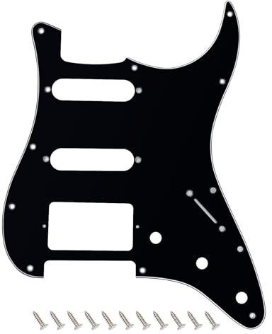 Banworks 3 Ply Strat HSS Pickguard 11-Hole Electric Guitar Pickguard SSH Scratch Plate for USA/Mexican Fender Modern Style Standard Stratocaster ST JT/HB-02 Glossy Black