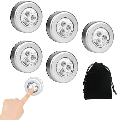 KARELLS Lámpara Nocturna,Luz Armario,Luz Noche con Sensor de Movimiento,con Almohadillas Adhesivas,Auto En/Apagado,Perfecto para Cocina,Pasillo,Escalera(5 Packs Plata)