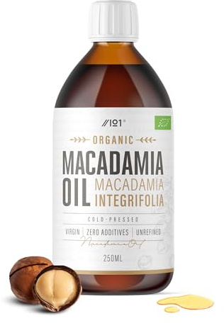 Organic Macadamia Oil 250ml – Unrefined & Cold Pressed Premium Macadamia Nut Oil – Sustainably Sourced ~ for Keto, Paleo & Vegan Diets – By Alpha01