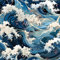 SOEWIOU Blue Ocean Waves - Papel pintado para despegar y pegar, 44,5 x 300 cm, estilo vintage, impermeable, fácil de instalar