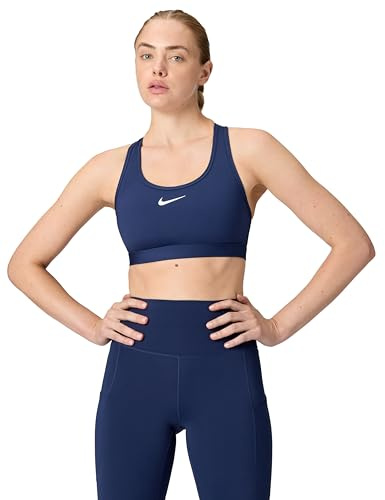 Nike Women's Swsh Med SPT BH, Midnight Navy/White, S