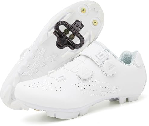PENXZT Zapatilla de Ciclismo MTB Hombre Zapatos Bicicleta de Montaña Compatible con SPD Pedales 2 Tornillos con Calas Unisex Adulto