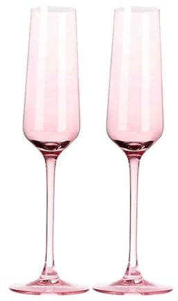ZKALQECNF Bicchieri da Champagne Flute da Champagne in Vetro di Cristallo, 2 Set da 6,43 Once di capacità, Bicchieri da Champagne Rosa, for Coppie, Appuntamenti, anniversari Coppe da Champagne