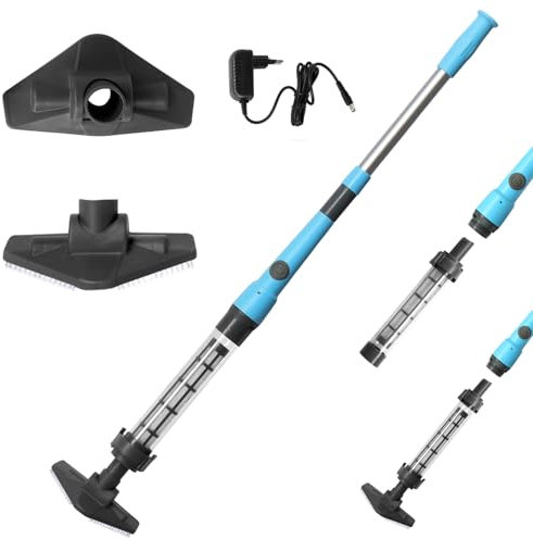 LEADZM Aspirateur Piscine Batterie sans Fil 4000mAh, Aspirateur Manuel pour Piscine Hors Sol, Jacuzzi, Spa, 60 Min Autonomie, 220x17,2x9,6cm (Bleu)