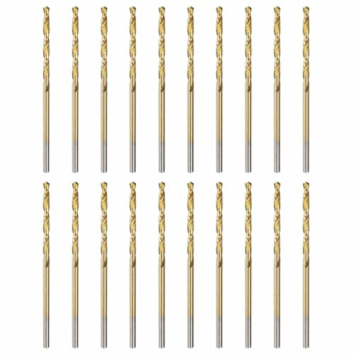 Kozelo 20pcs Drill Bit - [7/64 Diameter] 2.778mm 4341 HSS Cutting Tool for Machining Soft Metal Woodworking Handicraft Use, 118° Cutting Angle Titanium Nitride