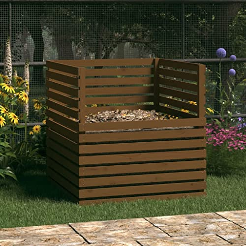 Genérico Compostador de Madera Maciza de Pino marrón Miel 100x100x102 cm,Casa y jardín,Jardín,Jardinería,Compostaje,Compostadores-822195