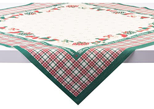 Sovie Home Tischdecke Amy in Grün-Champagner aus Linclass® Airlaid, Einweg Weihnachtstischdecke stoffähnlich, ideal für Advents- & Weihnachtsfeiern, 80x80 cm, 1 Stück