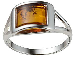 Holiday Gift Shops Sterling Silver and Baltic Honey Amber Adult Ring Kira- Size 6