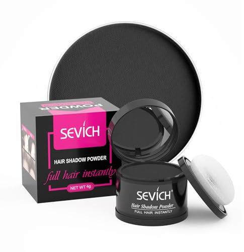 Sevich Ansatzpuder - Haarpuder Männer und für Frauen wasserfesten Haar Concealer zur Haarverdichtung Wurzeln für dünner werdendes Haar, 4g Schwarz