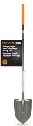 Fiskars 60 Pro Garden Shovel for Digging, Heavy Duty Steel Gardening Tool with Straight Handle